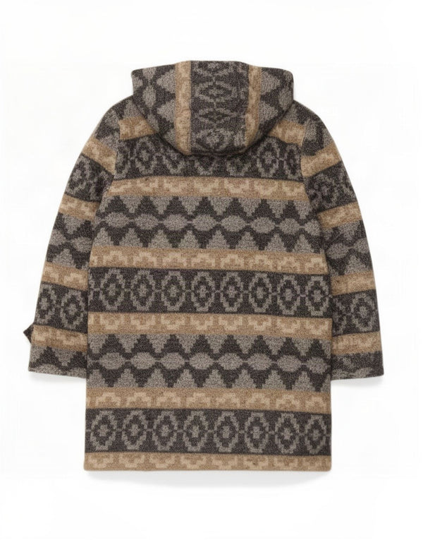 Vintage γυναικείο πανωφόρι με μανίκια 3/4 UK 10 Small Grey Geometric