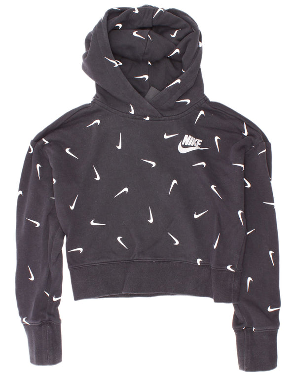 Nike Girls Crop Graphic Standard Fit Jumper με κουκούλα 10-11 ετών Μεσαίο μαύρο