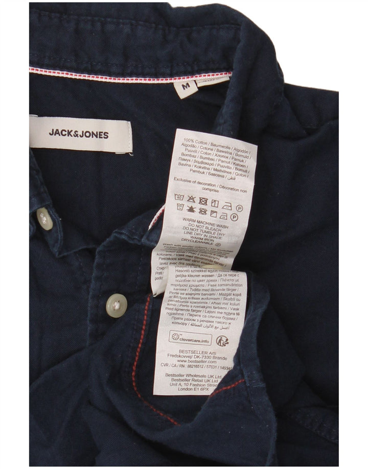 Ανδρικό πουκάμισο Jack & Jones από βαμβακερό μπλε ναυτικό