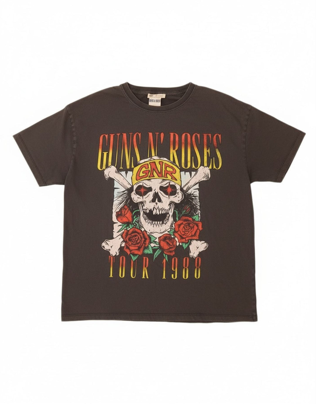 Pull & Bear Mens Guns & Roses Γραφικό T-Shirt Top μεγάλο γκρι βαμβακερό