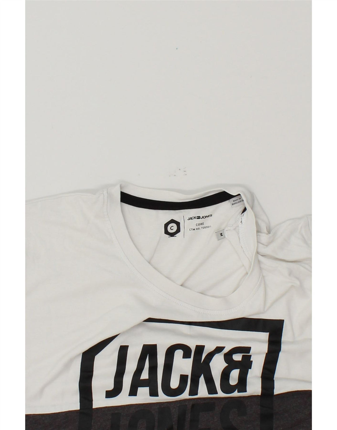 JACK & JONES Mens Graphic T-Shirt Top Medium Grey Colourblock Cotton Vintage Jack & Jones and Second-Hand Jack & Jones from Messina Hembry 