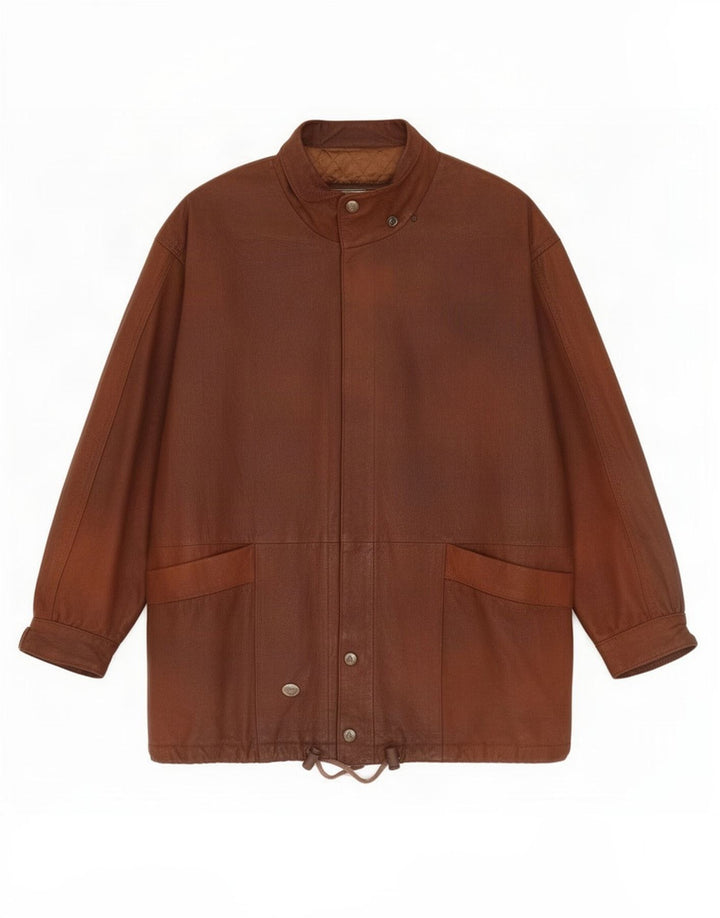 Vintage Γυναικείο Δερμάτινο Μπουφάν UK 16 Large Brown