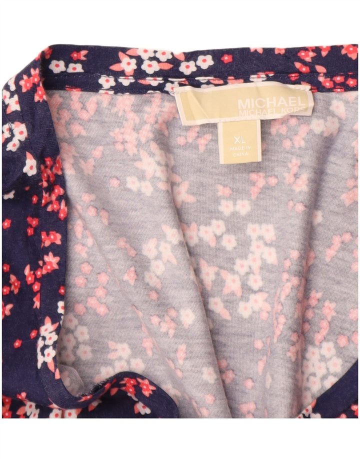 MICHAEL KORS Γυναικεία μπλούζα τοπ UK 18 XL Navy Blue Floral Synthetic