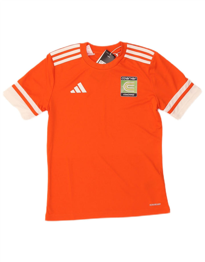 ADIDAS Boys Aeroready Graphic T-shirt Top 11-12 Years Orange Colourblock