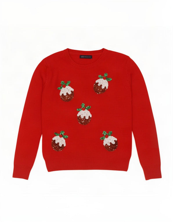 Marks & Spencer Γυναικείο πουλόβερ με λαιμόκοψη UK 10 Small Red Christmas