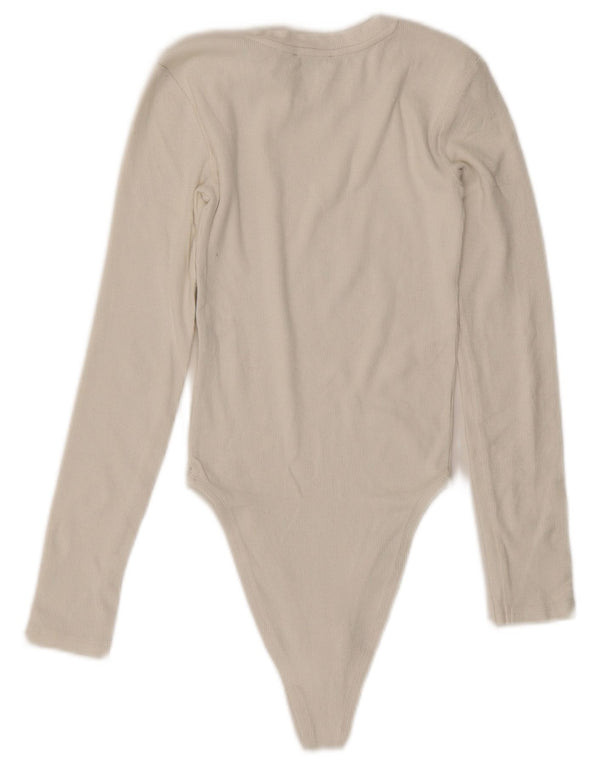 Γυναικείο μακρυμάνικο κορμάκι ZARA UK 8 Small White Βαμβακερό