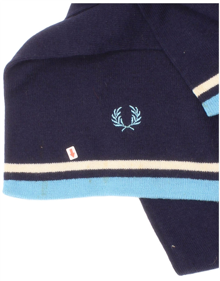 Fred Perry Ανδρικό ορθογώνιο κασκόλ One Size Navy Blue ριγέ νάιλον