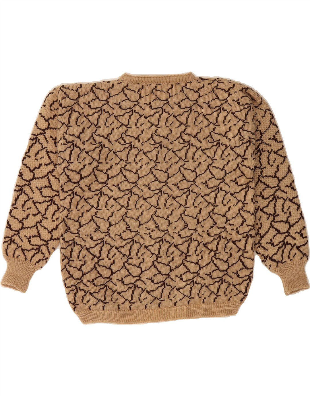 VINTAGE Womens Crew Neck Jumper Sweater UK 14 Medium Beige Vintage Vintage and Second-Hand Vintage from Messina Hembry 