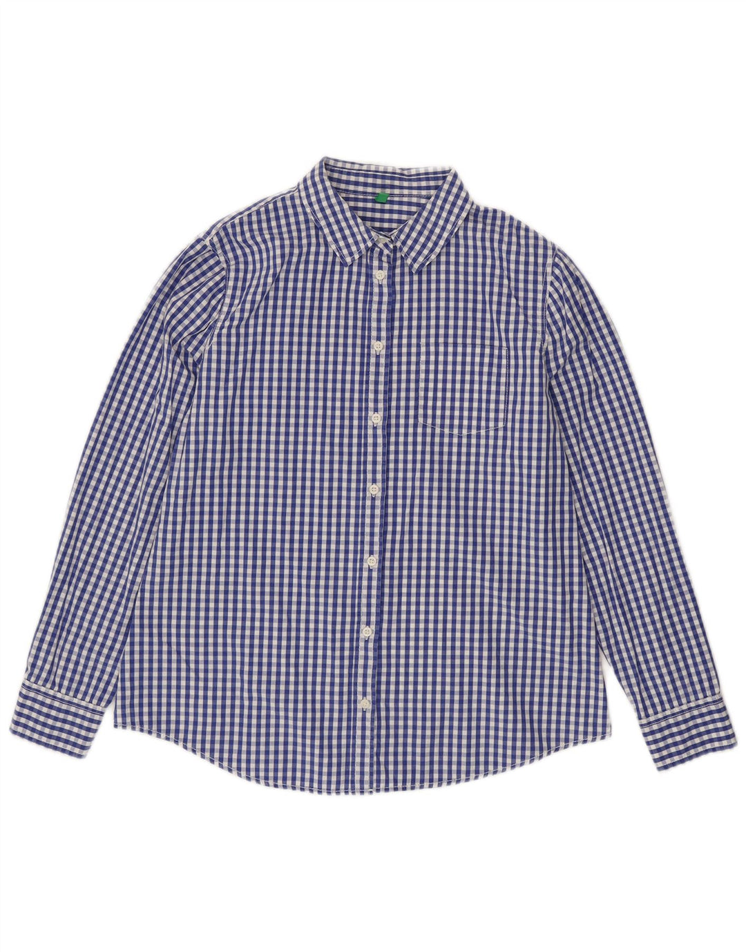Γυναικείο πουκάμισο Benetton UK 16 Large Blue Gingham Cotton