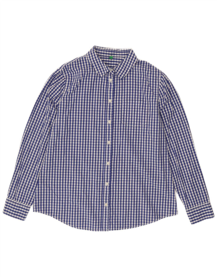Γυναικείο πουκάμισο Benetton UK 16 Large Blue Gingham Cotton