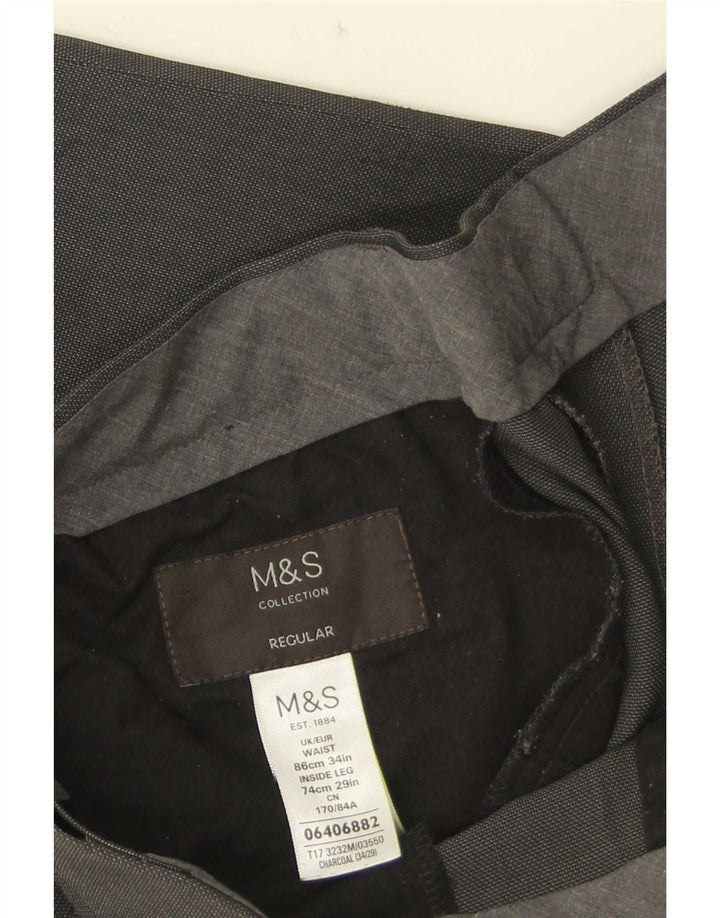 Marks & Spencer Ανδρικό ίσιο κανονικό παντελόνι W34 L29 Γκρι πολυεστέρας