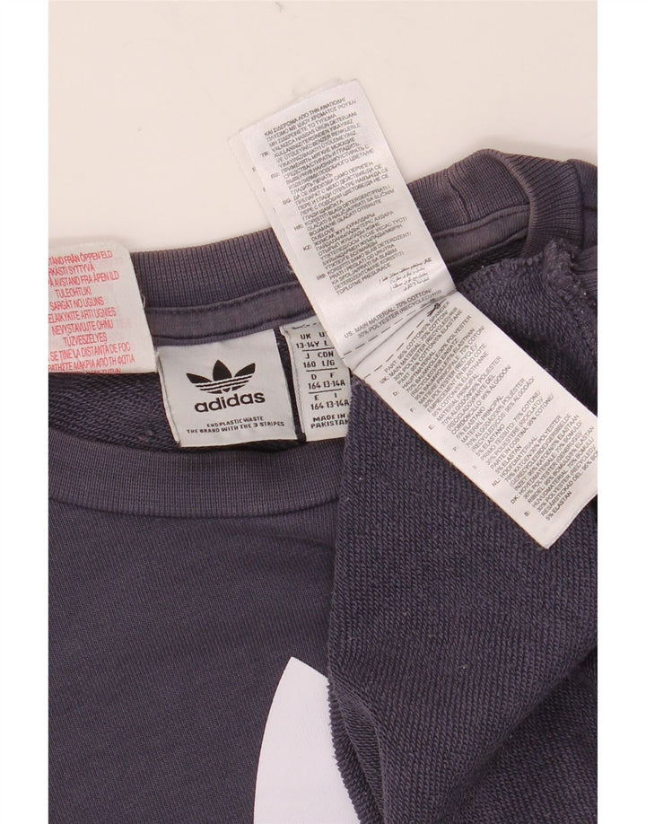 Γραφικό φούτερ ADIDAS Boys Jumper 13-14 ετών Navy Blue Cotton