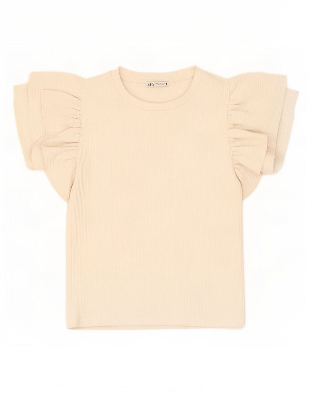 Zara Γυναικεία Crop Μπλούζα Τοπ UK 12 Medium Off White Polyester