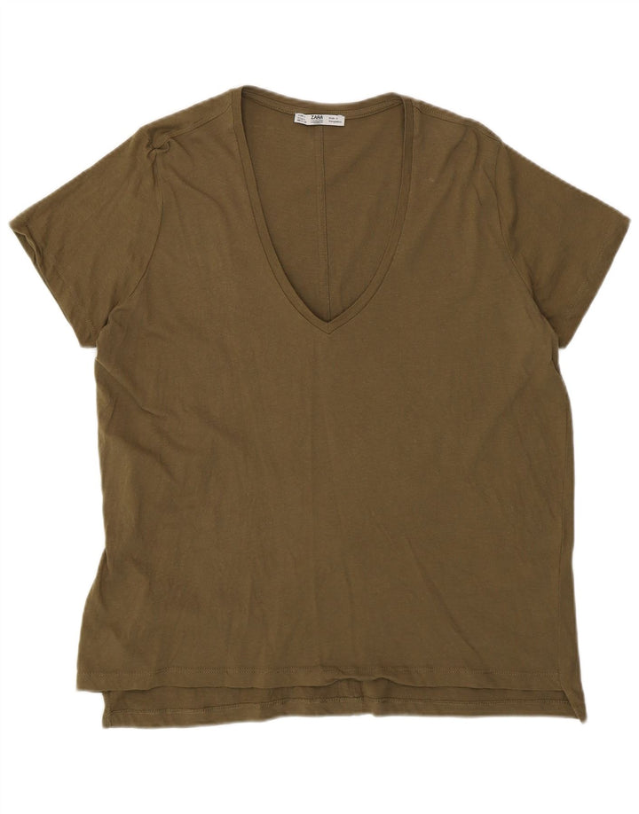 Zara Γυναικείο T-Shirt Top UK 16 Large Khaki