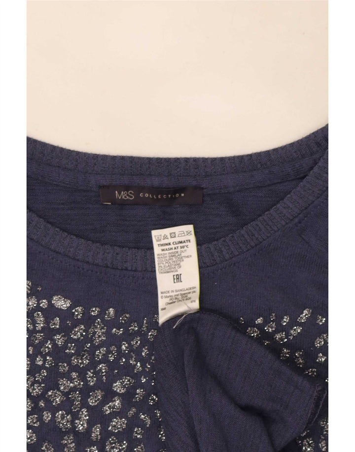 Marks & Spencer Γυναικείο μακρυμάνικο τοπ UK 16 μεγάλο μπλε πολυεστέρας