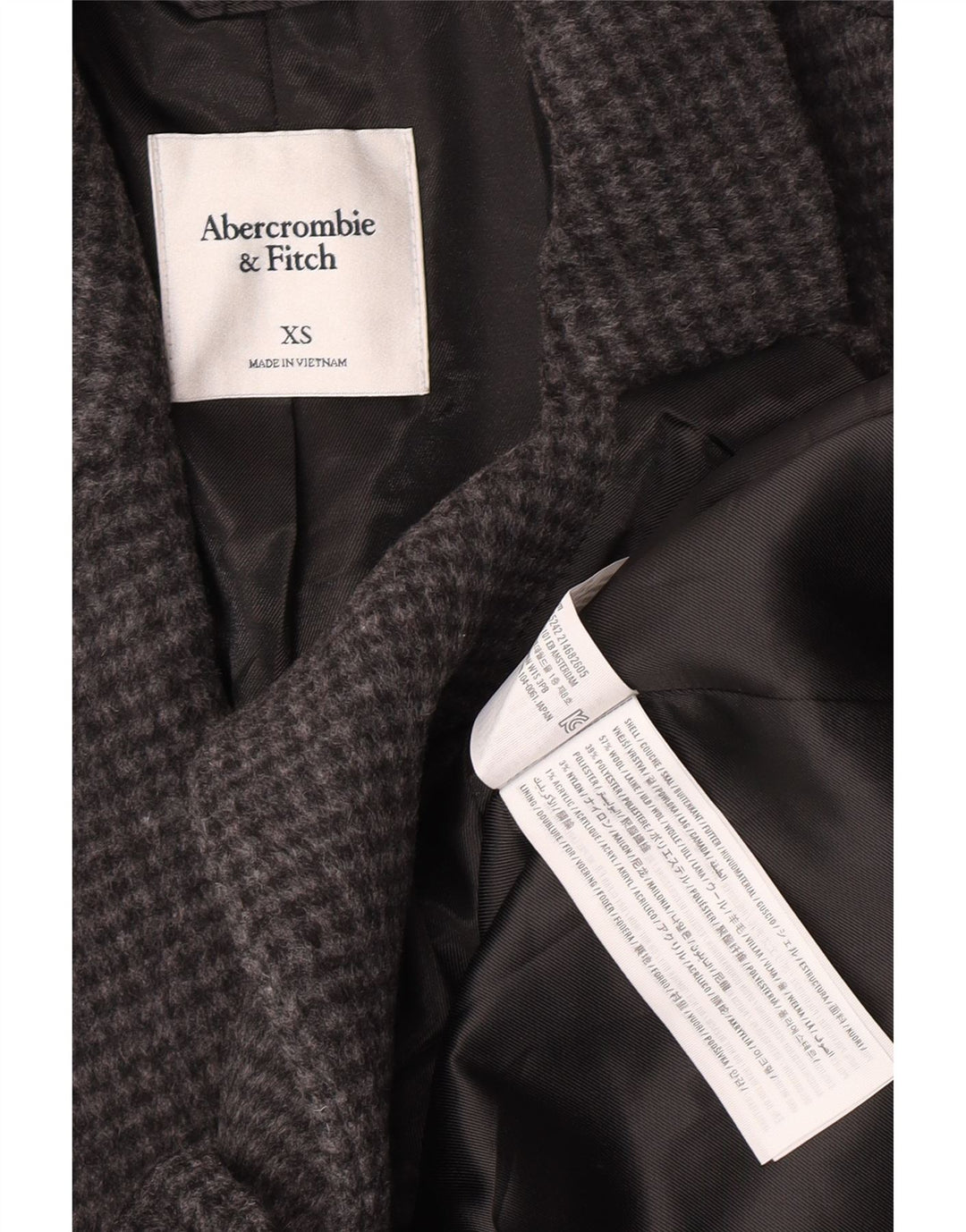 Abercrombie & Fitch γυναικείο σακάκι με 1 κουμπί UK 6 XS Grey Houndstooth