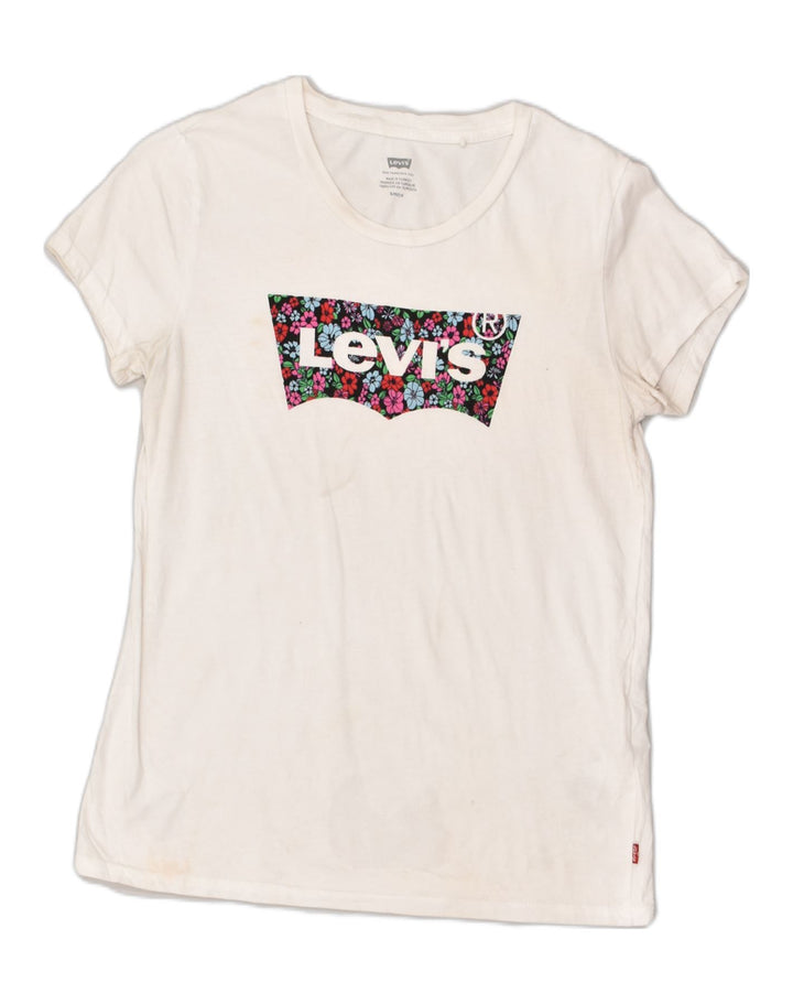 LEVI'S Womens Graphic T-Shirt Top Small White Cotton | Vintage Levi's | Thrift | Second-Hand Levi's | Used Clothing | Messina Hembry 