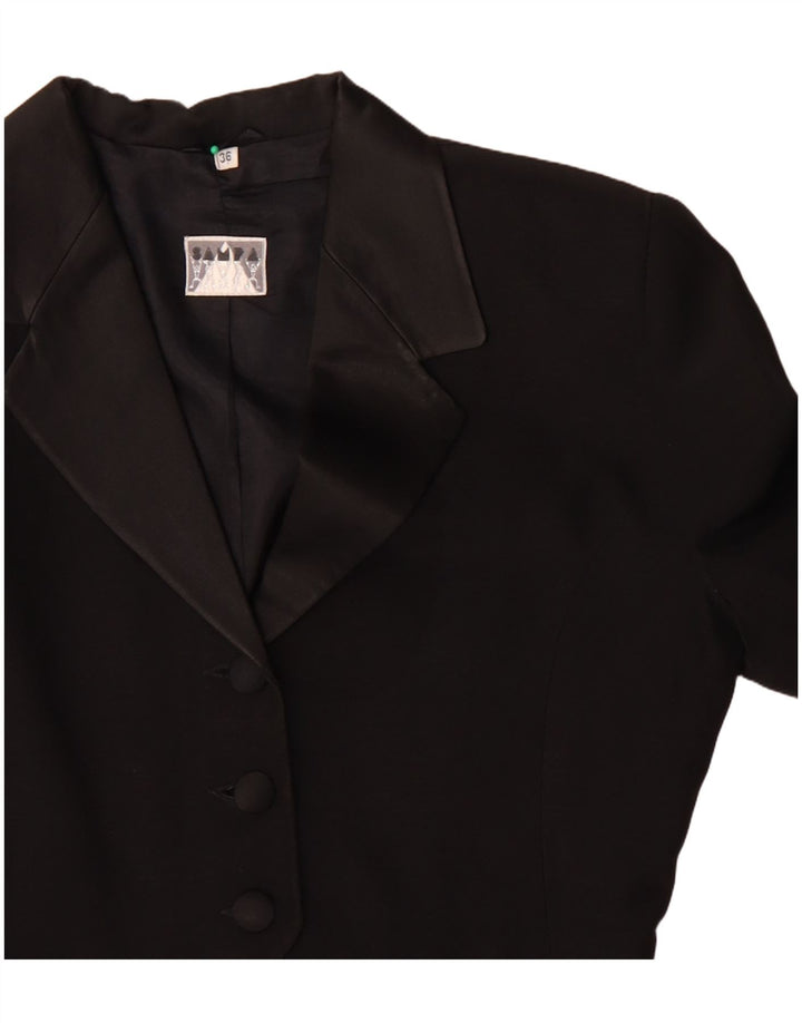 Vintage γυναικείο ασύμμετρο τζάκετ μπλέιζερ EU 36 μικρό μαύρο οξικό