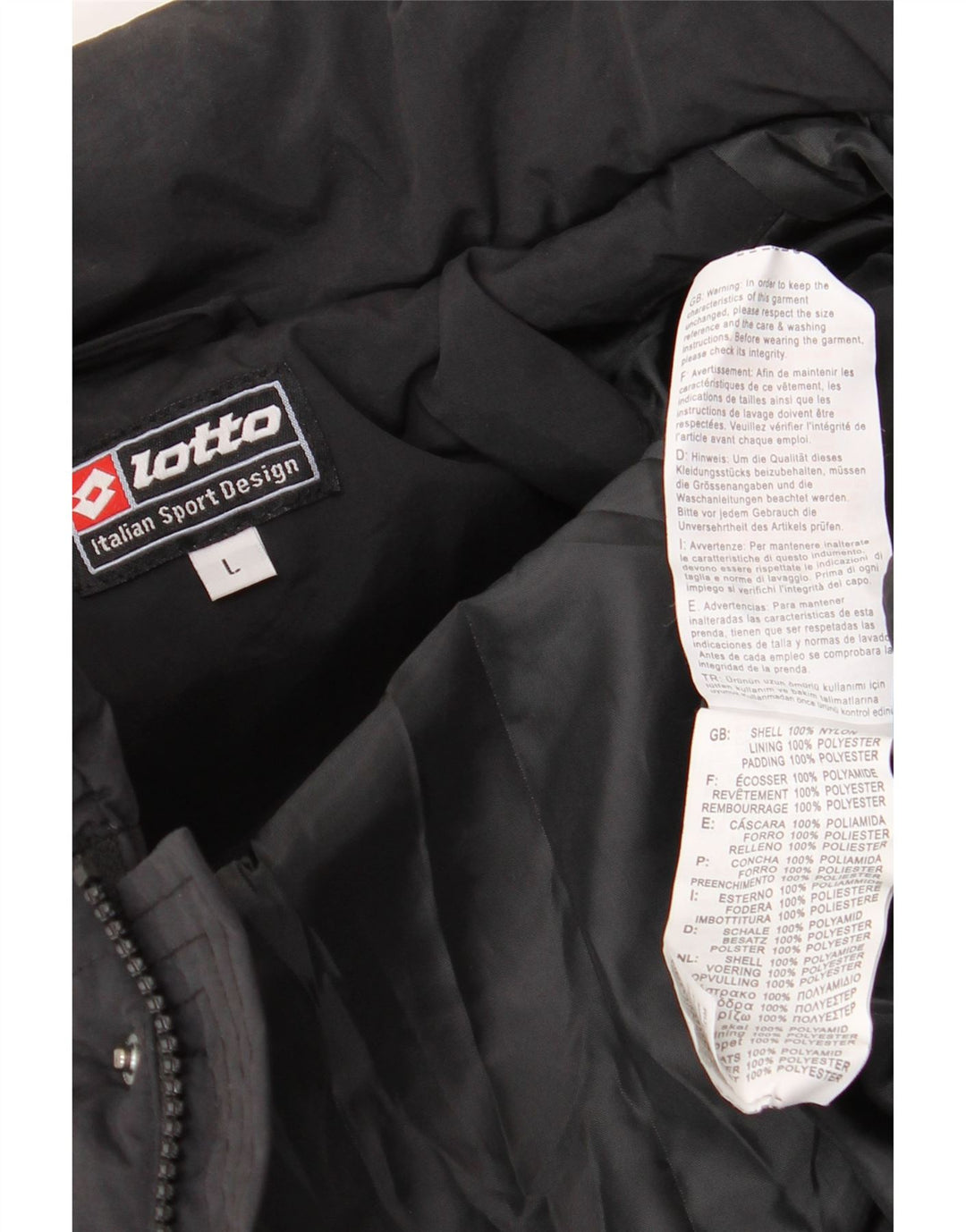 LOTTO Ανδρικό γραφικό μπουφάν με επένδυση UK 40 μεγάλο μαύρο νάιλον