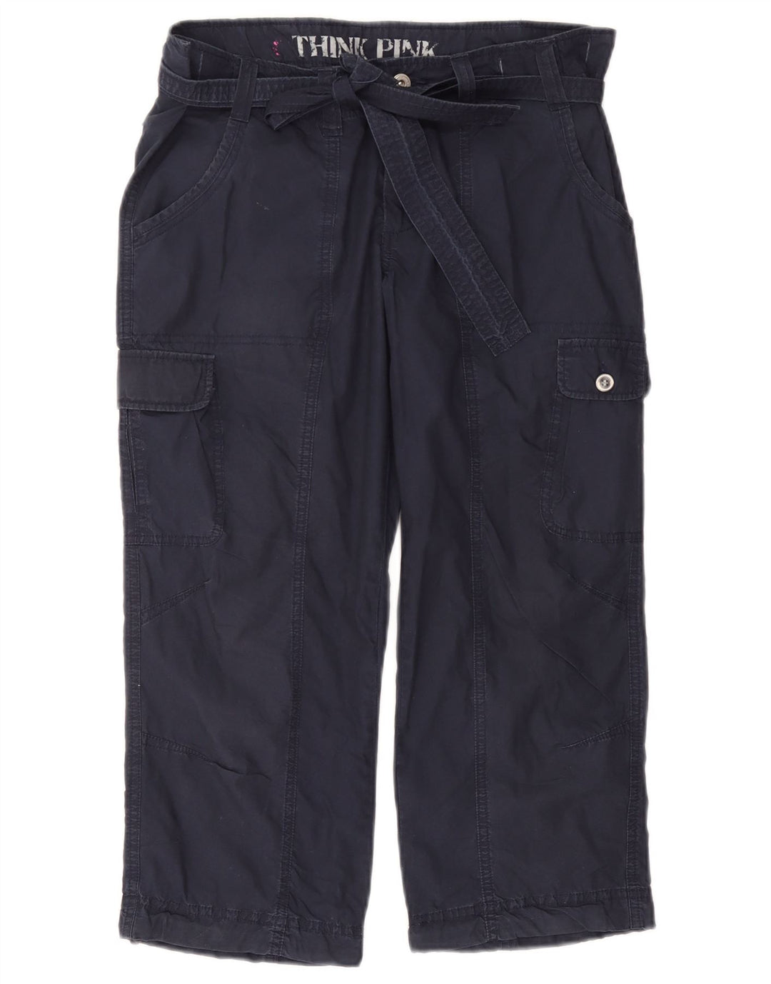 Think Pink Womens Straight Cargo Παντελόνι Capri Large W32 L22 Navy Blue