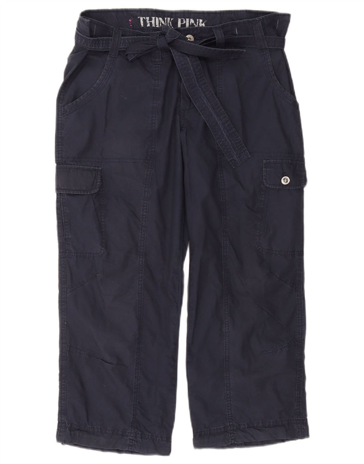 Think Pink Womens Straight Cargo Παντελόνι Capri Large W32 L22 Navy Blue