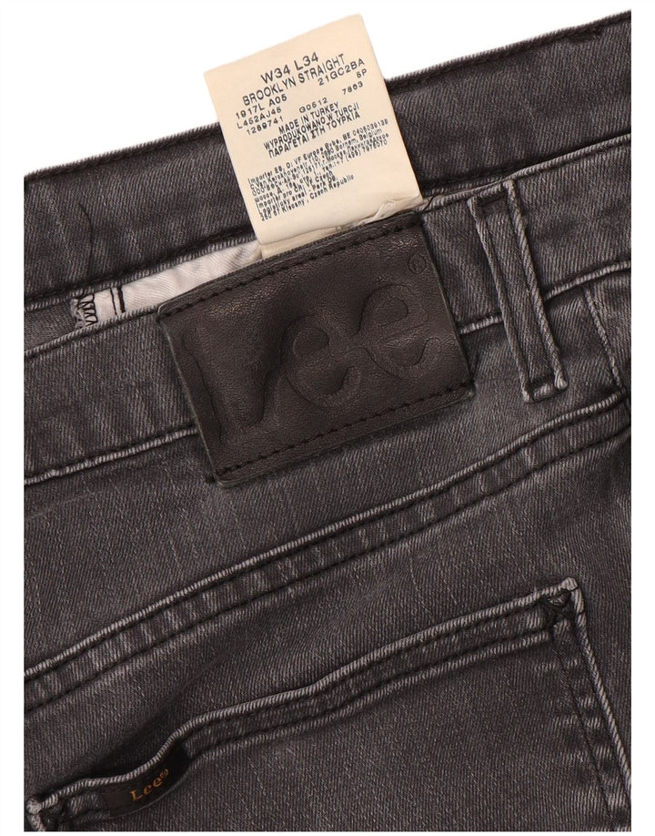Lee Mens Brooklyn Straight Jeans W34 L34 Γκρι βαμβακερό