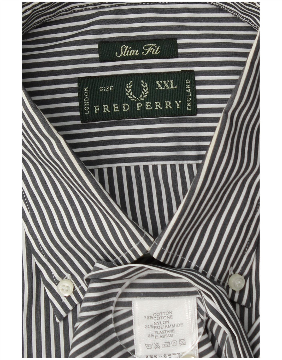 Fred Perry Ανδρικό πουκάμισο Slim Fit 2XL Navy Blue Pinstripe Βαμβακερό