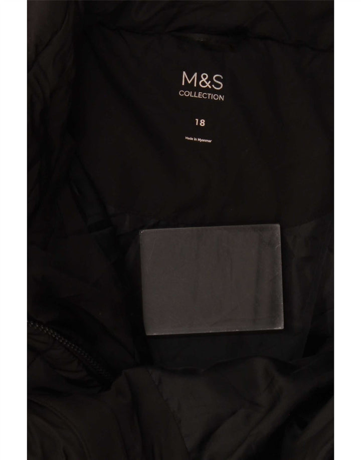 Marks & Spencer Γυναικείο μπουφάν με επένδυση UK 18 XL μαύρο πολυεστέρα
