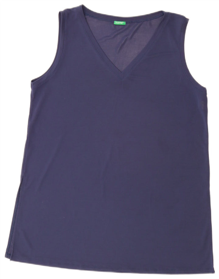 BENETTON Mens Vest Top Medium Navy Blue Polyester