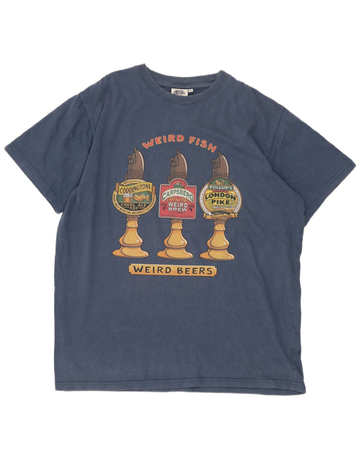 Μπλουζάκι Weird Fish Graphic T-Shirt Top μεγάλο μπλε βαμβακερό