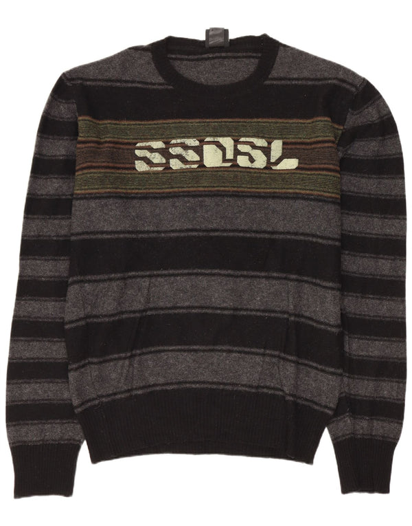Πουλόβερ Diesel Mens 55DSL Graphic Crew Neck Jumper Μεγάλο γκρι ριγέ μαλλί