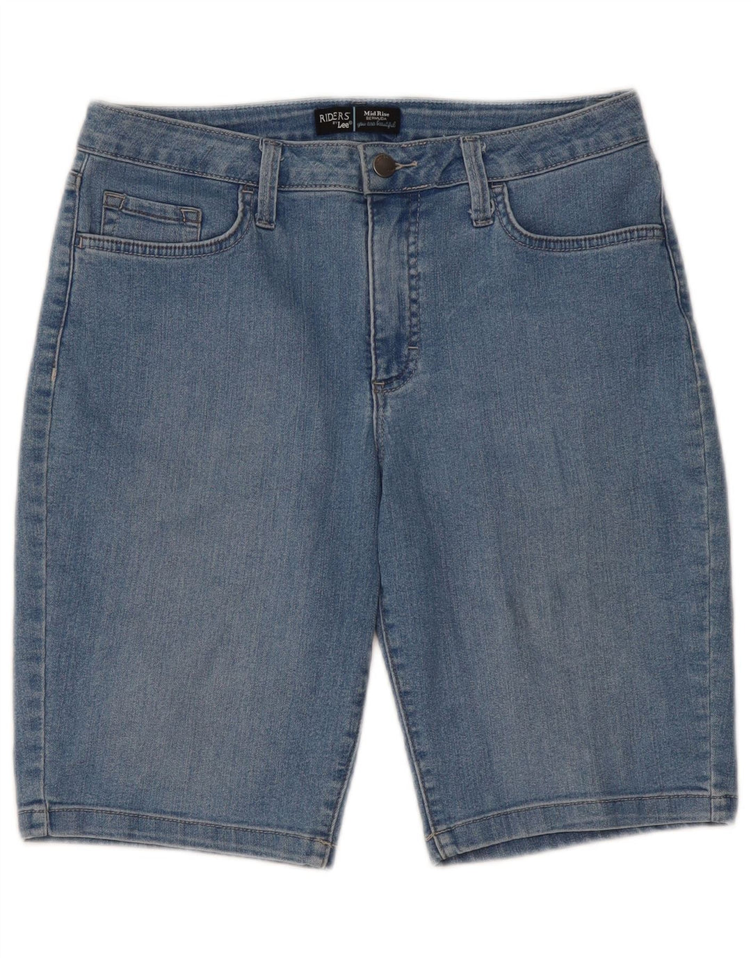 Lee Womens Riders Ψηλόμεσο τζιν σορτς βερμούδα W30 μεσαίο μπλε