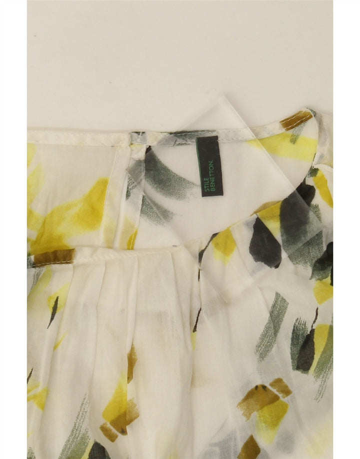 BENETTON Γυναικεία Μπλούζα Τοπ UK 12 Medium White Floral