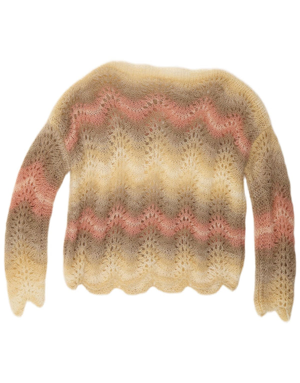 VINTAGE Γυναικείο πουλόβερ με λαιμό βάρκα UK 14 μεσαίο πολύχρωμο ριγέ