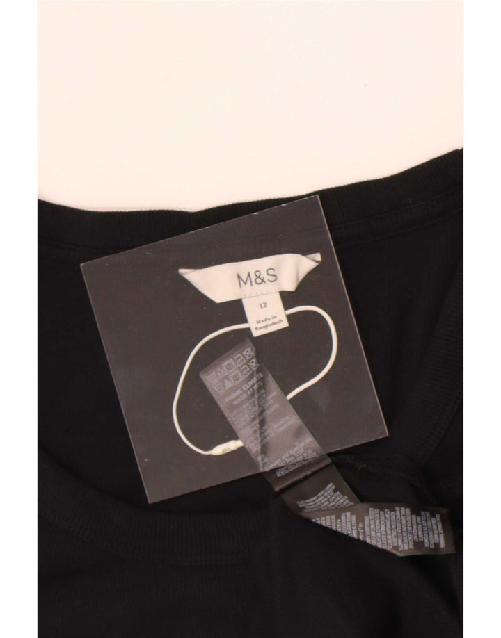 Marks & Spencer Γυναικείο τοπ μακρυμάνικο UK 12 μεσαίο μαύρο βαμβακερό