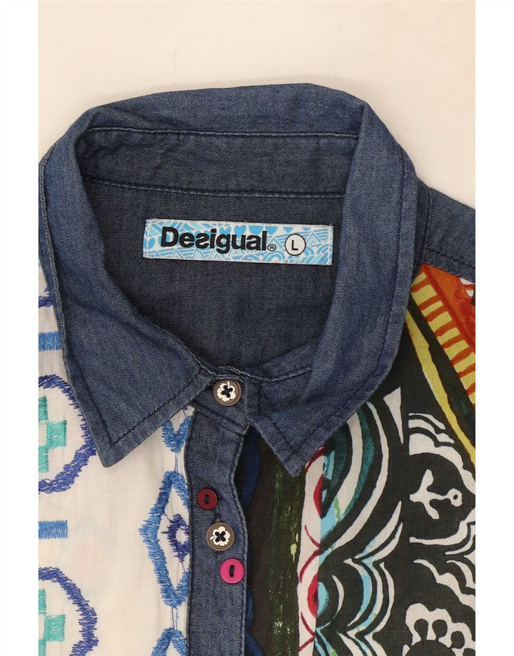 Desigual Γυναικείο γραφικό πουκάμισο UK 14 Μεγάλο πολύχρωμο γεωμετρικό