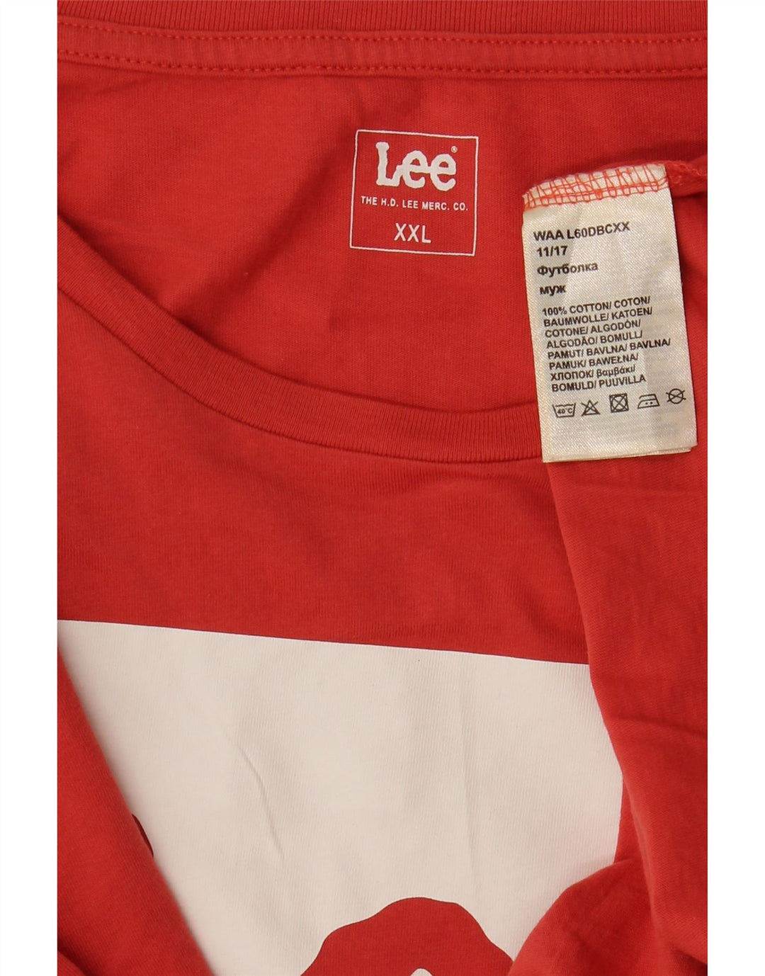 Ανδρικό γραφικό T-Shirt LEE Top 2XL Κόκκινο βαμβακερό