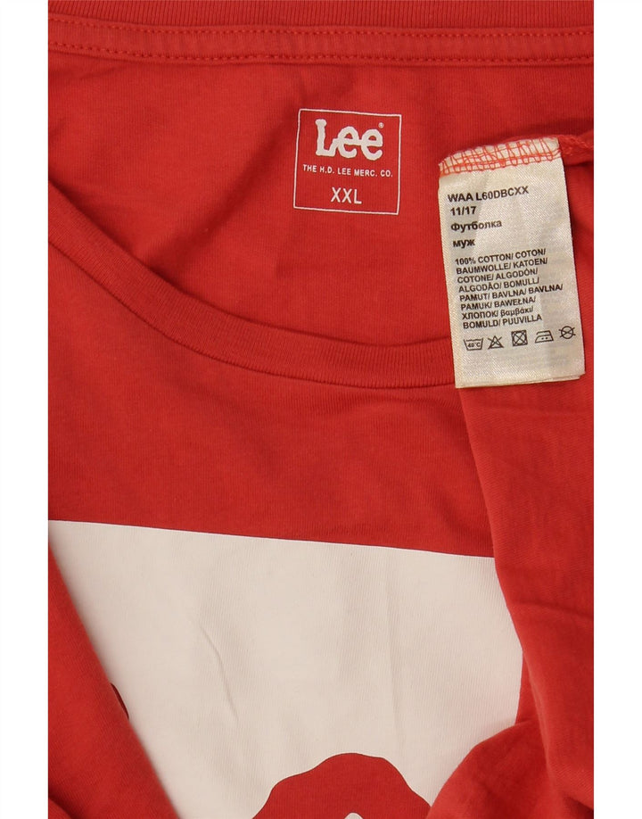 Ανδρικό γραφικό T-Shirt LEE Top 2XL Κόκκινο βαμβακερό