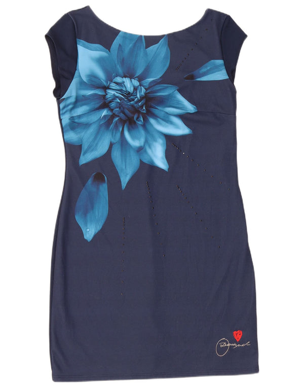 Desigual Γυναικείο φόρεμα με θήκη UK 14 Large Navy Blue Floral Polyester