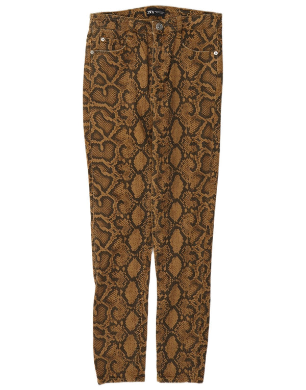 Zara Γυναικείο Skinny Casual Παντελόνι EU 40 Medium W30 L27 Καφέ Animal Print