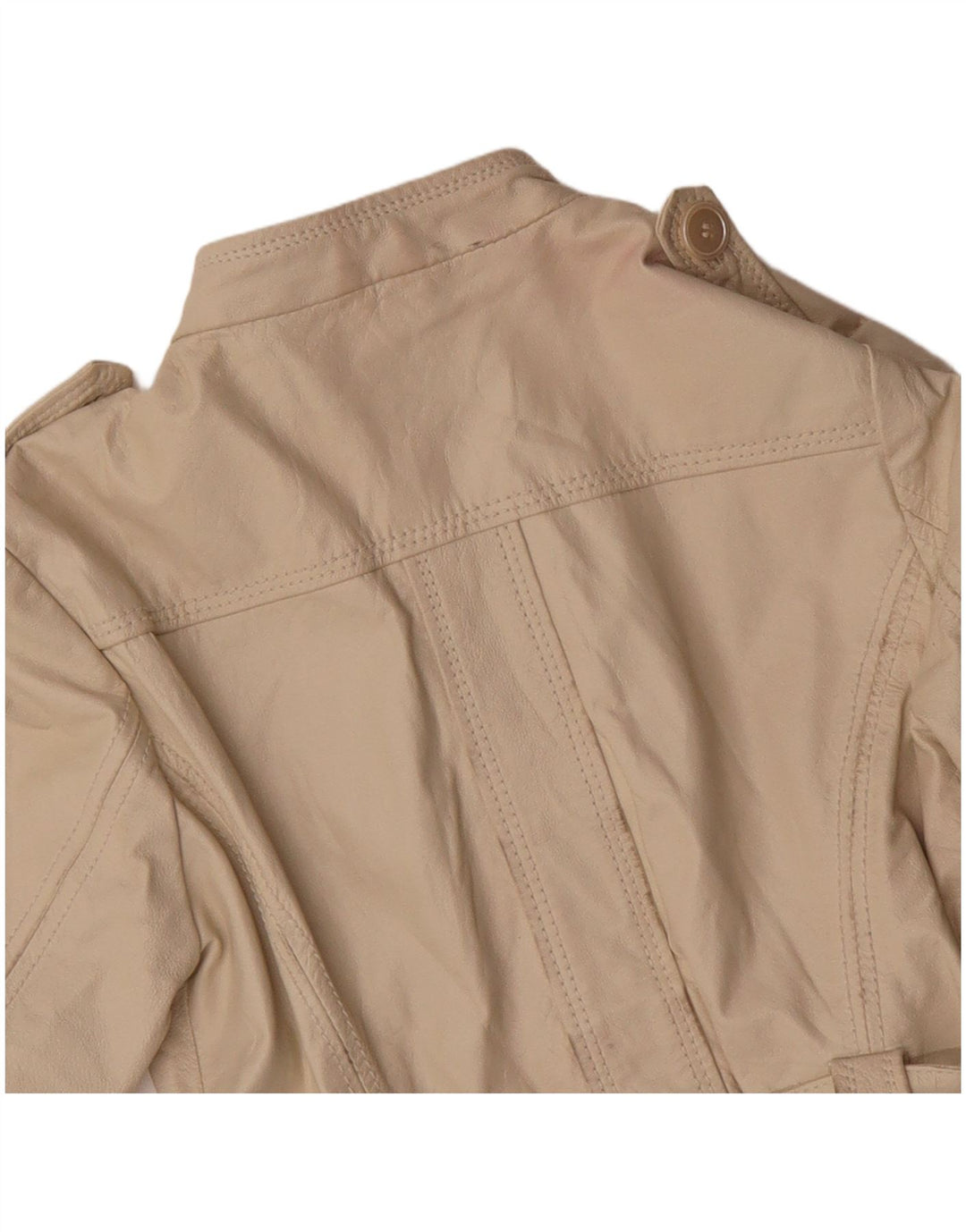 Vintage Γυναικείο Military Δερμάτινο Μπουφάν IT 44 Medium Beige Leather