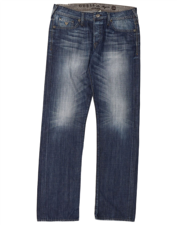 Ανδρικό τζιν ίσιο Guess W34 L34 Μπλε βαμβακερό