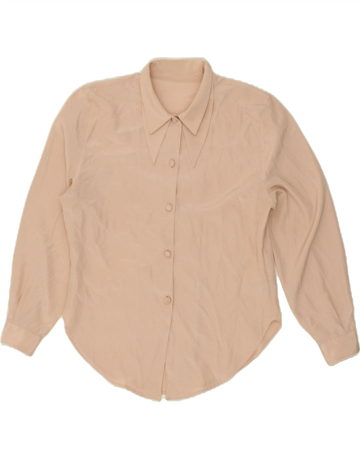 VINTAGE Γυναικείο Πουκάμισο Μπλούζα UK 10 Small Beige