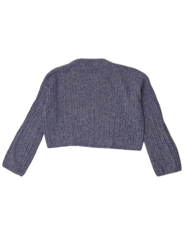 Topshop Γυναικείο πουλόβερ με λαιμόκοψη Crop Crop UK 10 Small Blue Flecked