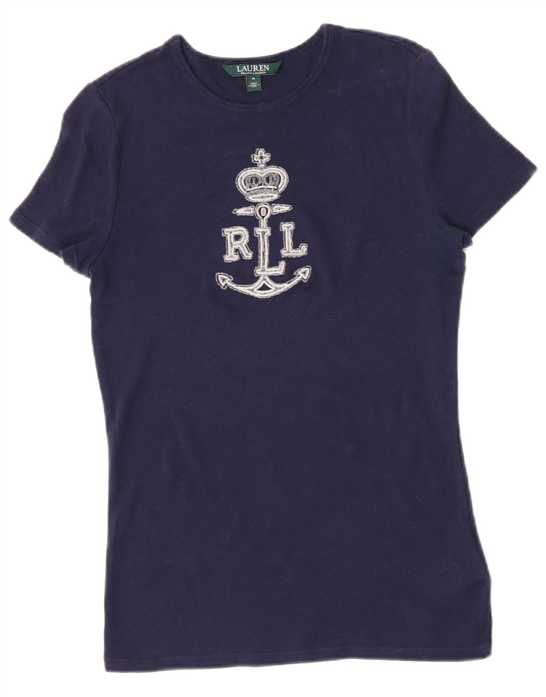 Γυναικείο γραφικό μπλουζάκι Ralph Lauren Top UK 12 μεσαίου μπλε βαμβακερό