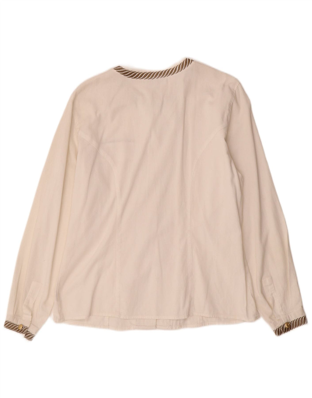 ROCCOBAROCCO Γυναικείο Πουκάμισο Μπλούζα IT 46 Μεγάλο Λευκό Βαμβακερό Ριγέ