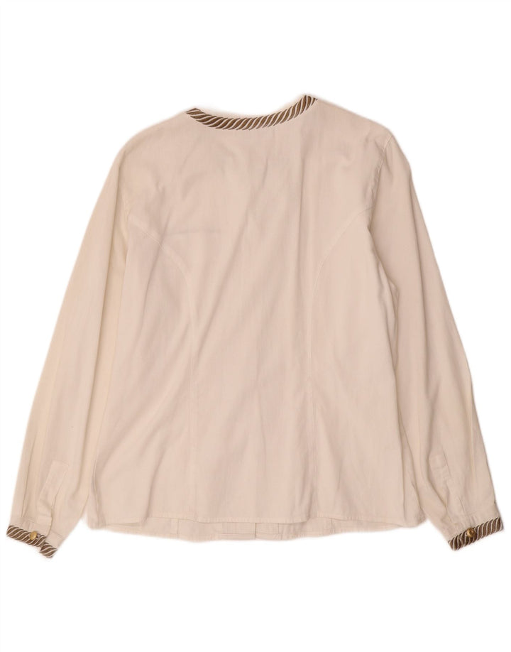 ROCCOBAROCCO Γυναικείο Πουκάμισο Μπλούζα IT 46 Μεγάλο Λευκό Βαμβακερό Ριγέ