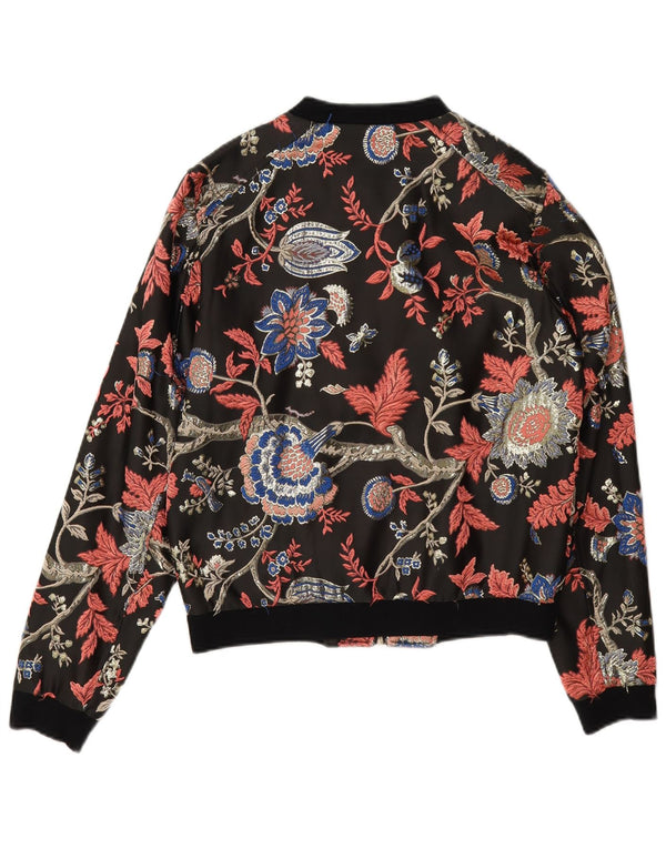 Guess Γυναικείο Bomber Jacket UK 6 XS Μαύρο Floral Πολυεστέρας
