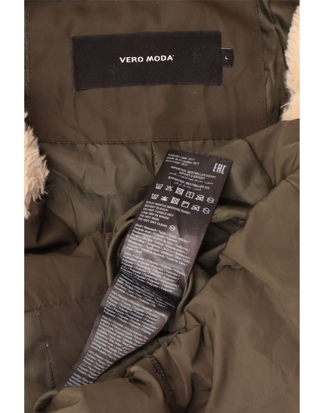 Γυναικείο παλτό με κουκούλα Vero Moda Μεγάλο Χακί Πολυεστέρα Χειμώνα