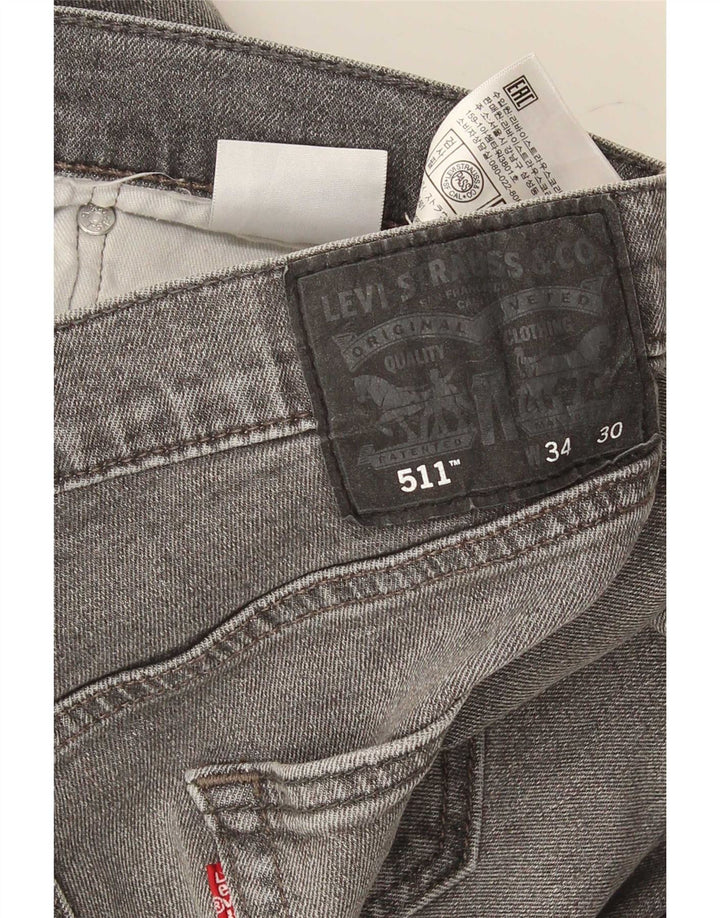 Levi's Mens 511 Slim Jeans W34 L30 Γκρι βαμβακερό